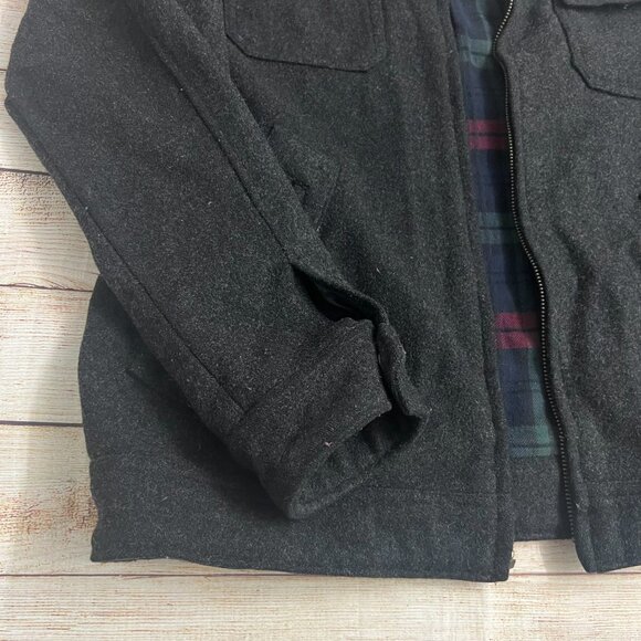 American Eagle Wool Blend Jacket Mens XL Gray Zip Up Plaid Lined Outerwear - Picture 13 of 15
